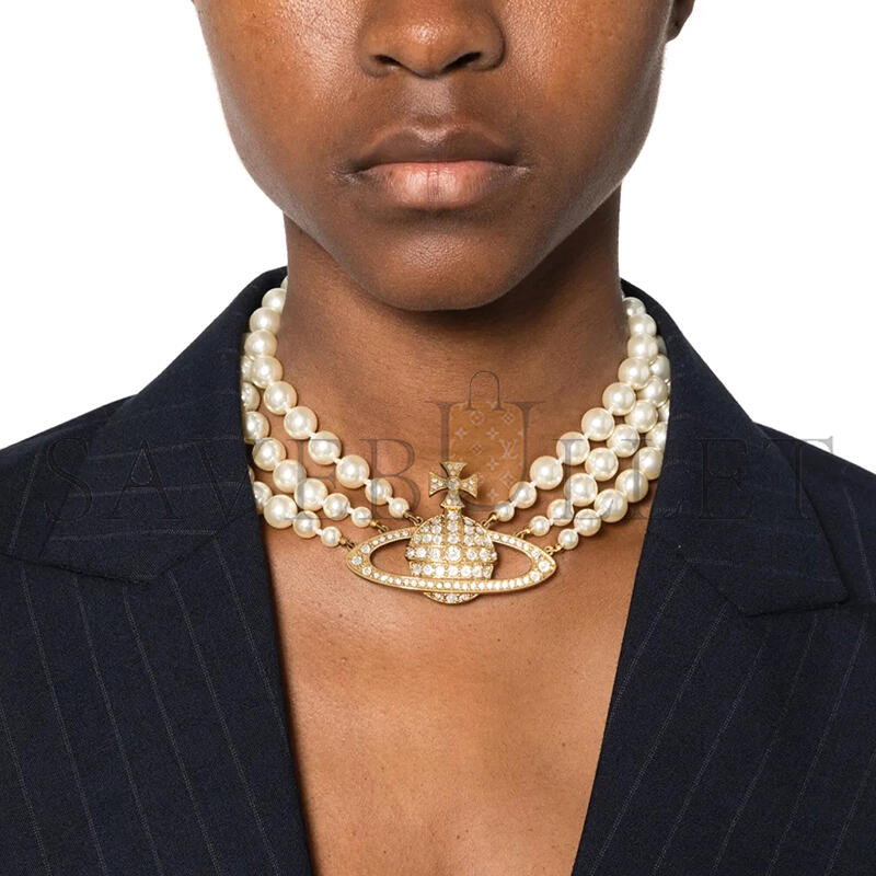 VIVIENNE WESTWOOD BAS RELIEF THREE-ROW CHOKER NECKLACE 6303000702R117CN